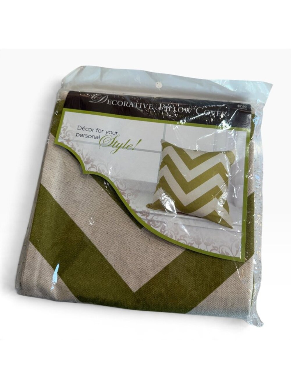 Decorative Pillow Cover 18x18 Inch Accent Home Decor Chevron Green